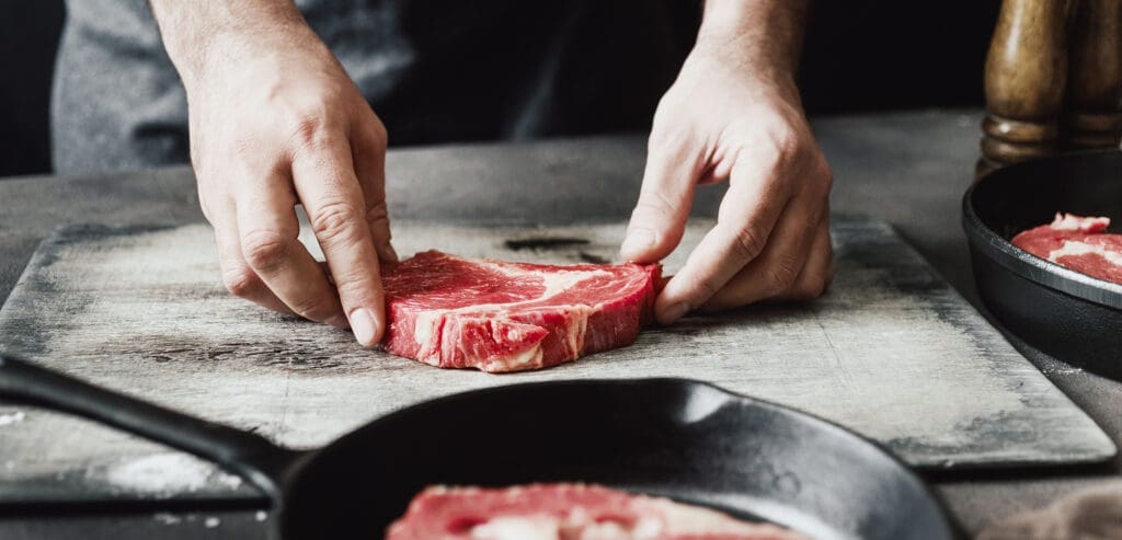 Steak being prepared to cook at the best steakhouse in reno